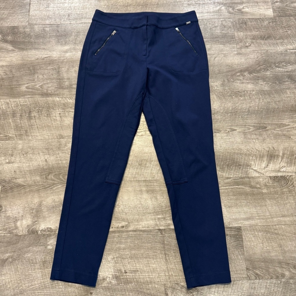 NWOT St John Zip Pocket Slim Ankle Knit Navy Blue Mid Rise Pant Women’s Sz. 6
